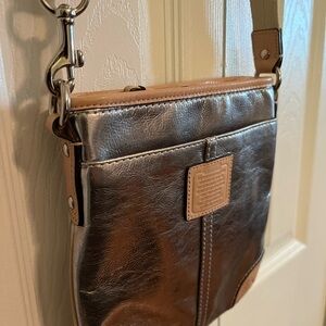 Coach Silver and Tan Crossbody Bag